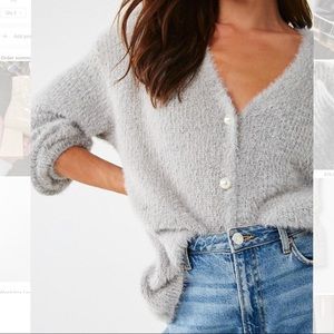 Forever21 NWT Grey Cardigan w Pearl Button Details